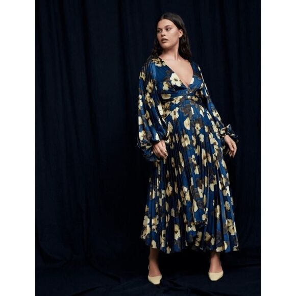 acler palms pleated midi dress floral posy print AU10/US6 - Picture 3 of 13